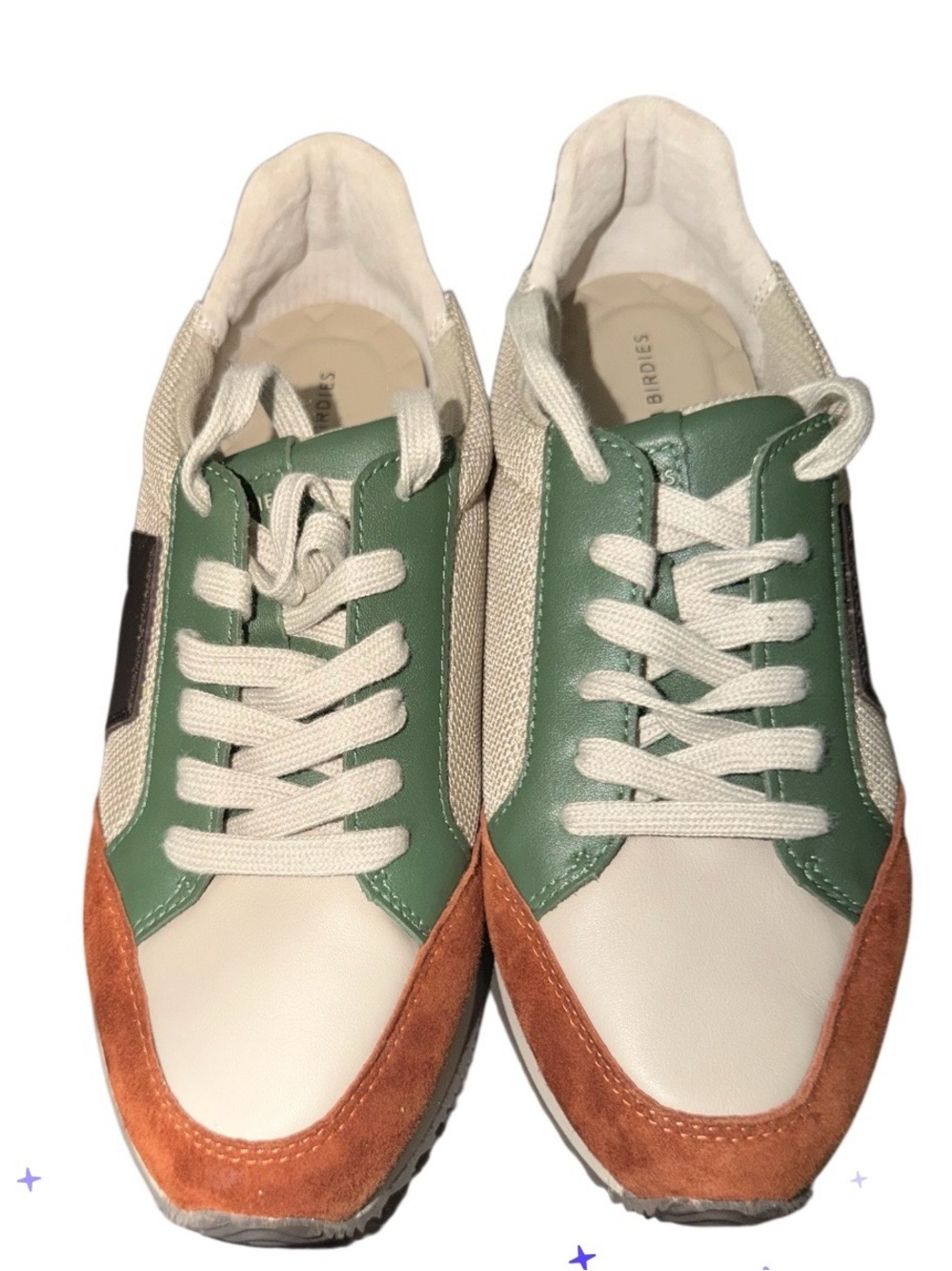 Birdies Green, Cream & Brown Women’s Retro Runner Sneakers